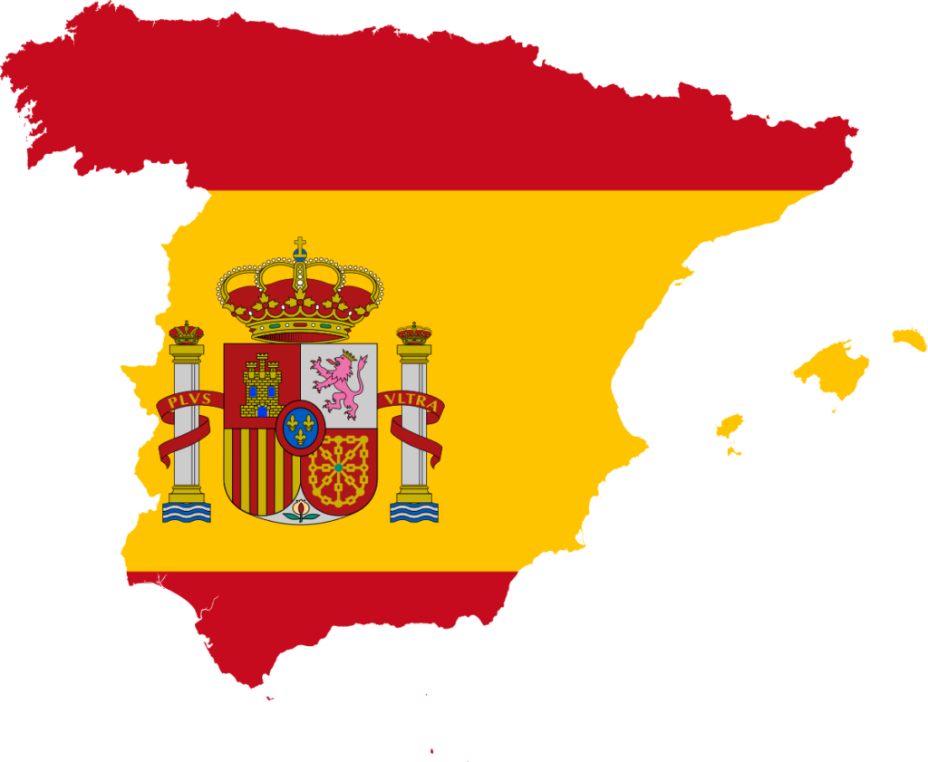 This image has an empty alt attribute; its file name is 1200px-Flag_map_of_Spain.svg_-1024x841.png
